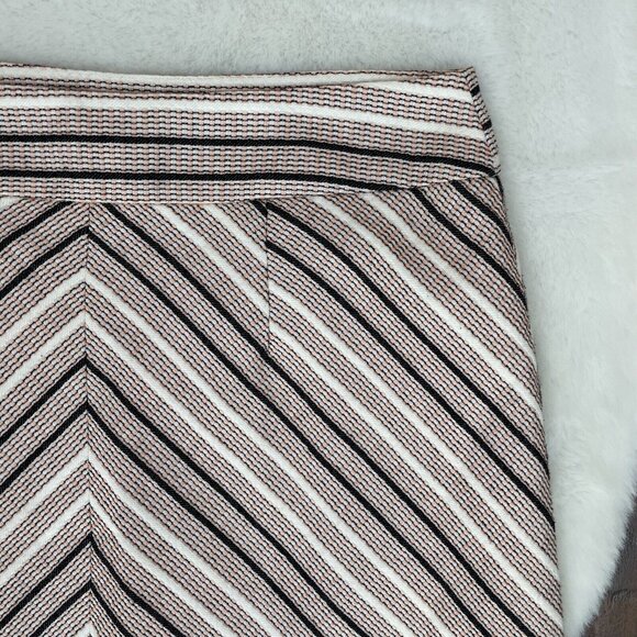 LOFT A-Line Skirt 8 Textured Stripe Peach Navy Blue Women's - Picture 5 of 11